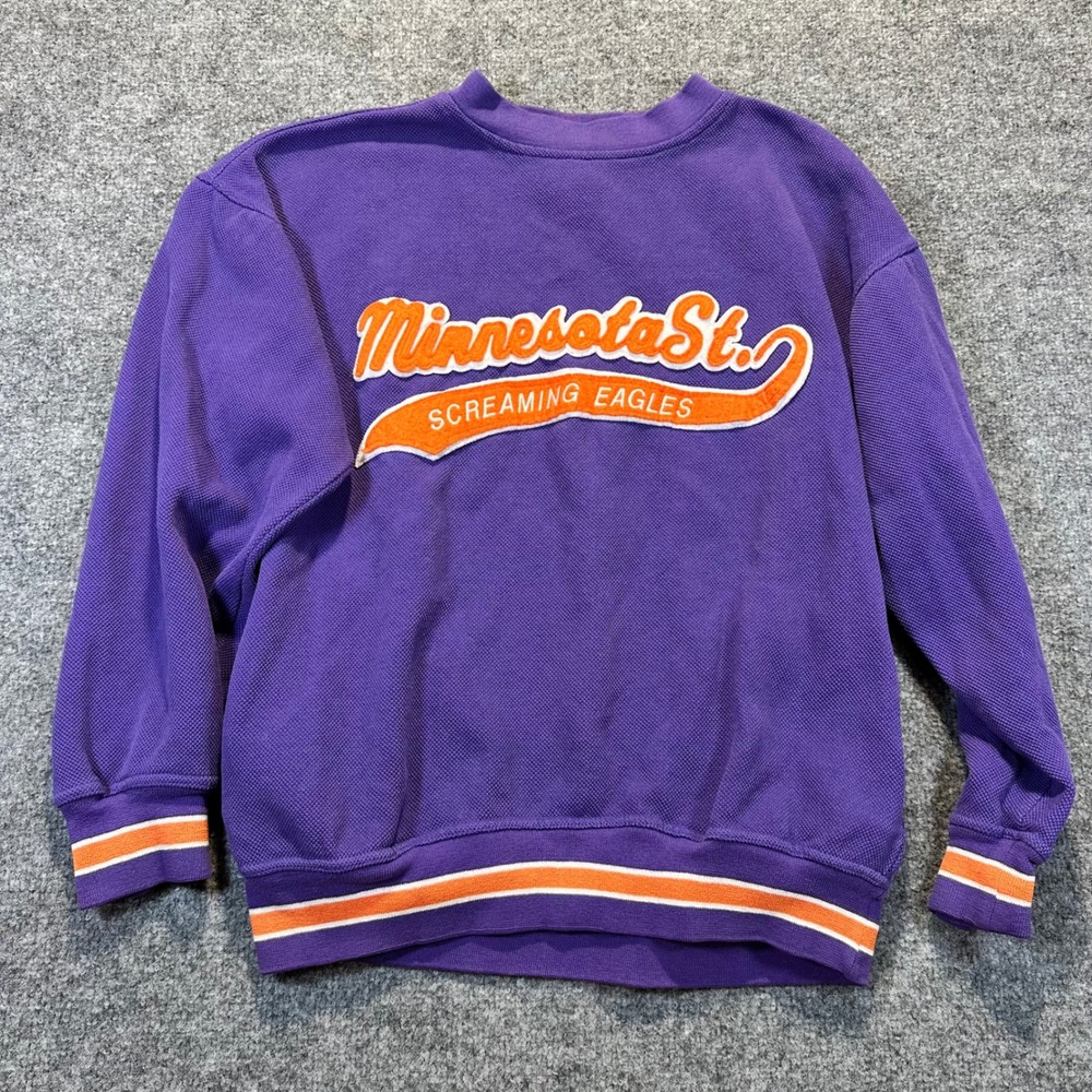 Vtg Starter Minnesota St Screaming Eagles Mens Medium Purple Varsity Pullover
